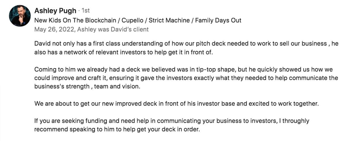 Client testimonial