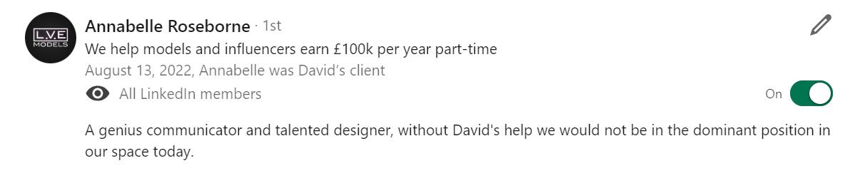 Client testimonial