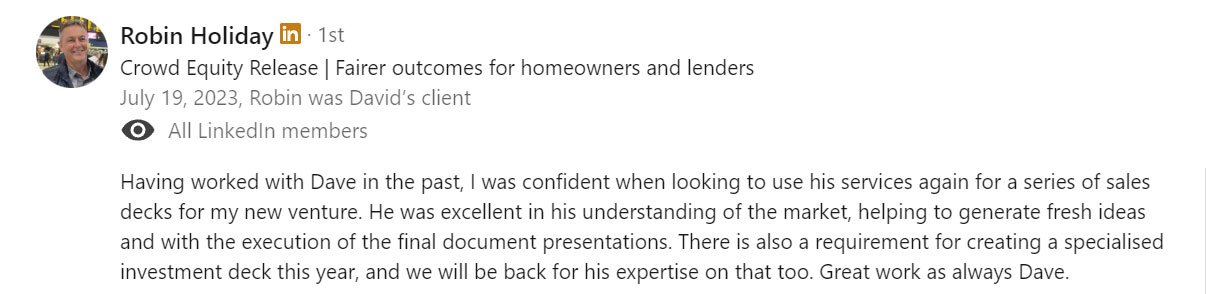 Client testimonial