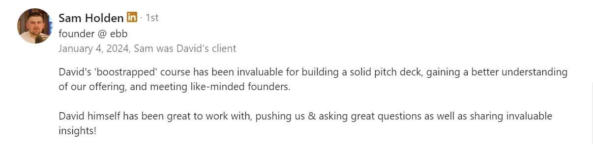 Client testimonial